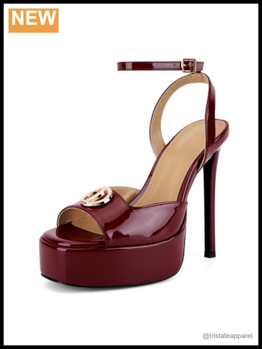 Platform Stiletto Heels Square Open Toe Ankle Strap Faux Leather Dress Sandals